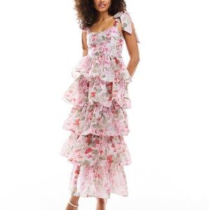 & Other Stories Pink Floral Maxi Dress